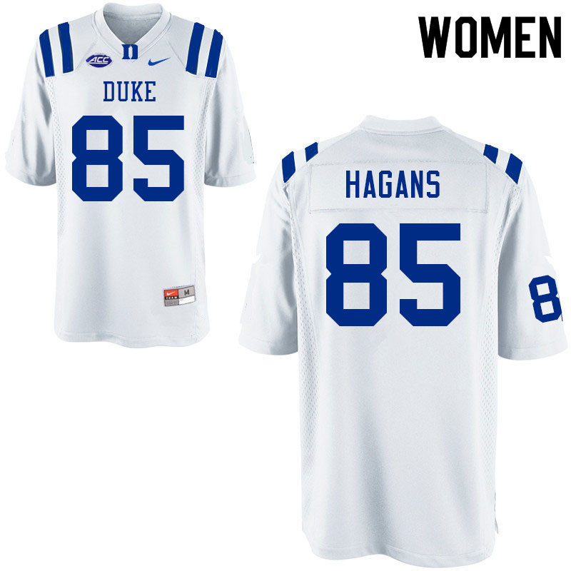 Women #85 Sahmir Hagans Duke Blue Devils College Football Jerseys Sale-White